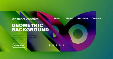 Abstract website header design. Vibrant colors, geometric shapes, text elements イラスト素材