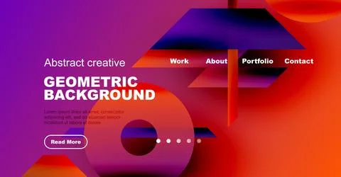 Abstract website header design. Vibrant colors, geometric shapes, text elements Illustrazione stock