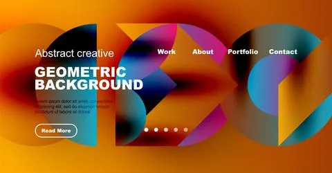 Abstract website header design. Vibrant colors, geometric shapes, text elements, Illustrazione stock