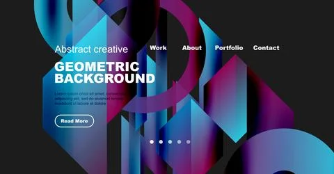 Abstract website header design. Vibrant geometric shapes, blue, purple hues Stockillustratie