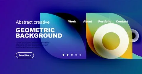Abstract website header design. Vibrant blue, purple gradients dominate. イラスト素材