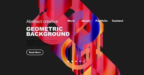 Abstract website header design. Vibrant colors, geometric shapes, text overlays, Illustrazione stock