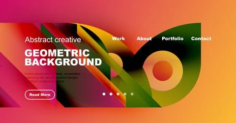Abstract website header design. Vibrant colors, geometric shapes, text elements Stock Illustration