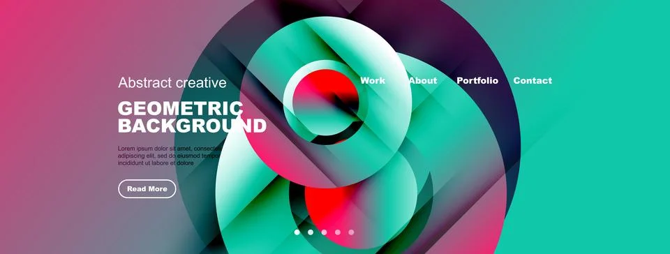 Abstract website header design. Vibrant colors, geometric shapes, text elemen 스톡 일러스트