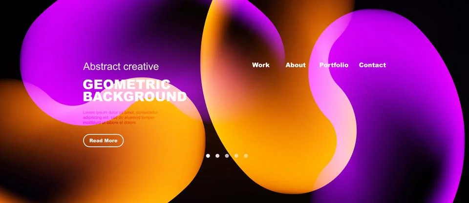 Abstract website header design. Vibrant purple, orange gradients create fluid 스톡 일러스트