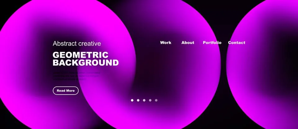 Abstract website header design. Vibrant pink geometric shapes dominate dark Stock Illustration