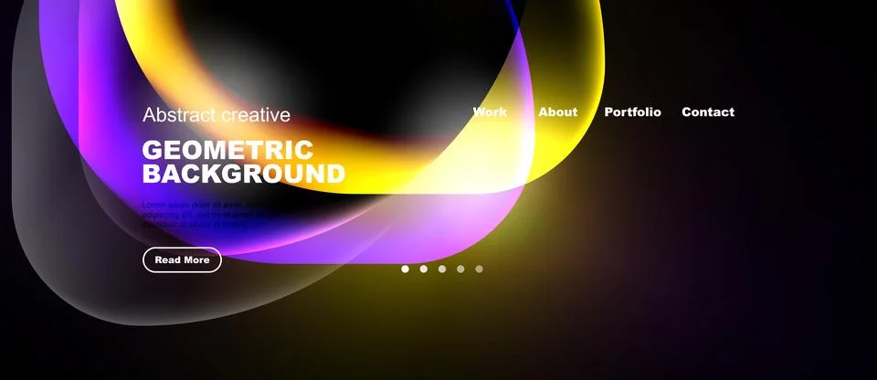 Abstract website header design. Vibrant colors, flowing shapes, navigation me Stock Illustration