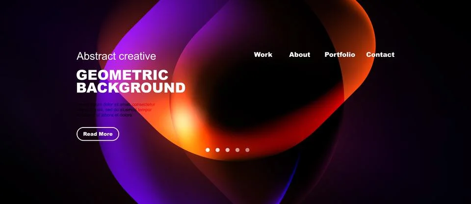 Abstract website header design. Vibrant purple, orange gradients dominate. 库存插图