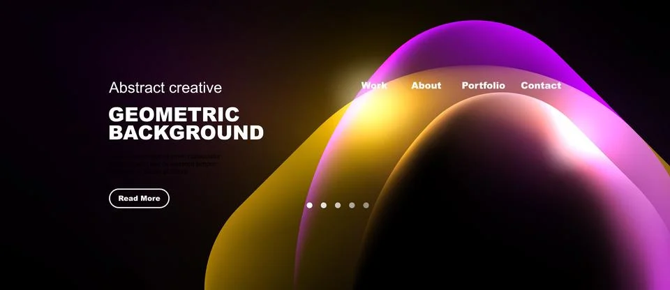 Abstract website header design. Vibrant colors blend, creating fluid shapes. Stock Illustration