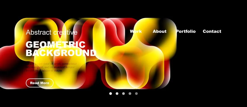 Abstract website header design. Vibrant geometric shapes, text overlays, Illustrazione stock