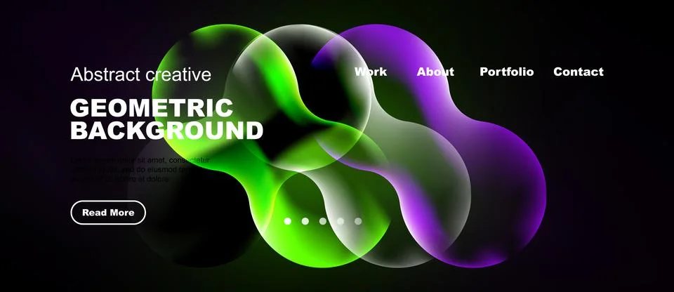 Abstract website header design. Vibrant colors, fluid shapes, text elements Stock Illustration