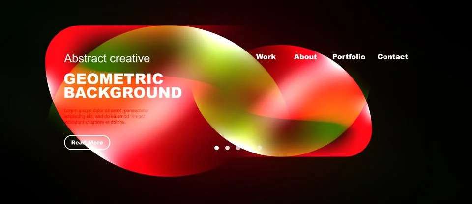Abstract website header design. Vibrant colors blend, geometric shapes presen Illustrazione stock