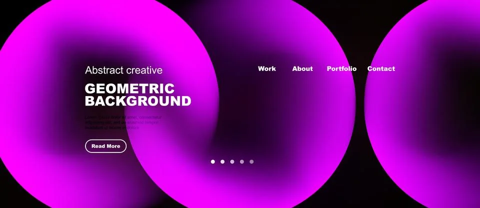 Abstract website header design. Vibrant pink geometric shapes dominate dark Illustrazione stock