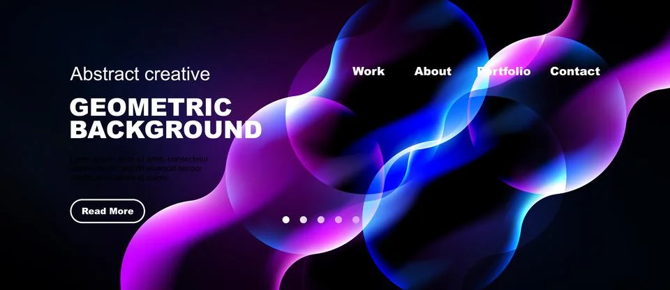 Abstract website header design. Vibrant purple, blue waves dominate dark Stock Illustration