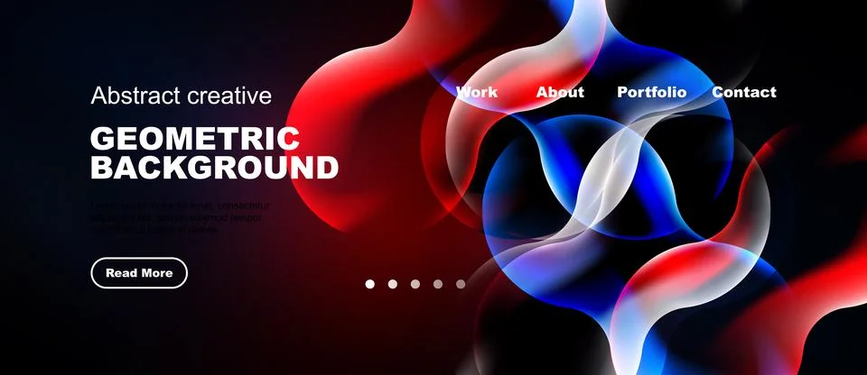 Abstract website header design. Vibrant colors, geometric shapes, text elemen Stock Illustration