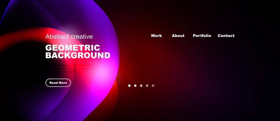 Abstract website header design. Vibrant purple, red gradients dominate. Stock Illustration