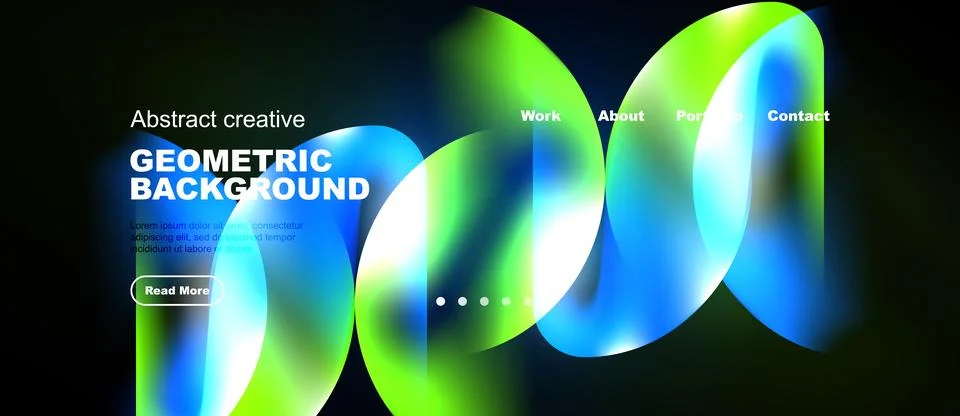 Abstract website header design. Vibrant colors blend, creating fluid geometri イラスト素材