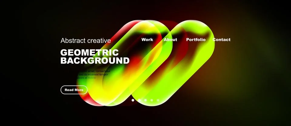 Abstract website header design. Vibrant colors, geometric shapes, navigation Stock Illustration