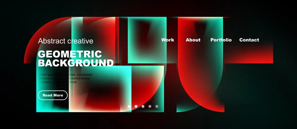 Abstract website header design. Vibrant colors, geometric shapes, navigation Stock Illustration