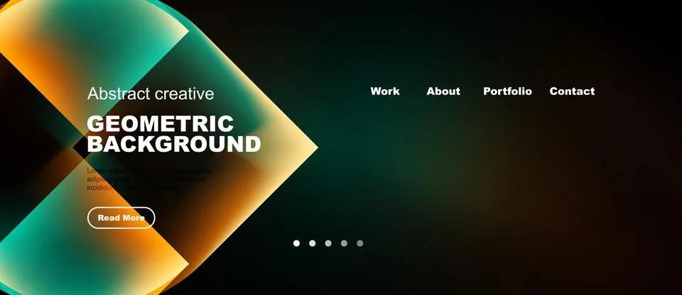Abstract website header design. Vibrant colors, geometric shapes, text elem.. 库存插图