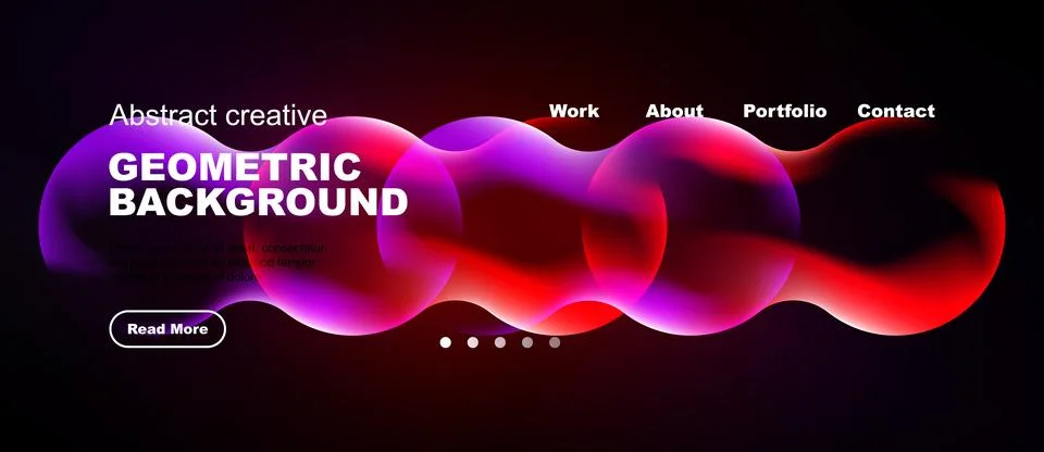 Abstract website header design. Vibrant purple, red shapes dominate dark Stock Illustration