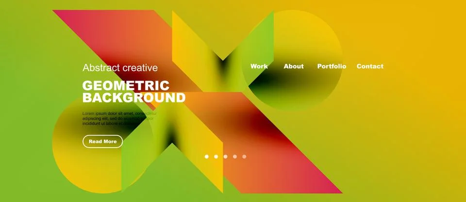 Abstract website header design. Vibrant colors, geometric shapes, text overla Stock Illustration