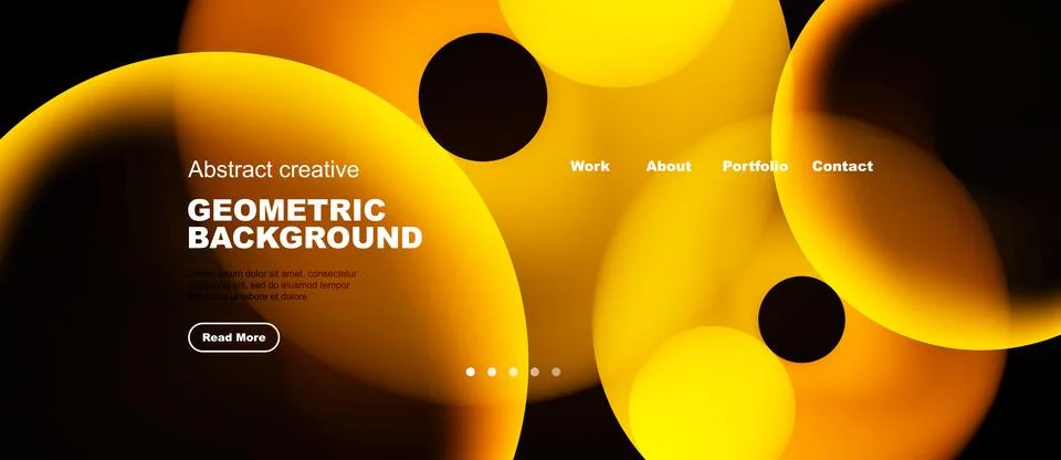 Abstract website header design. Warm colors, fluid shapes, dark background. Stock Illustration