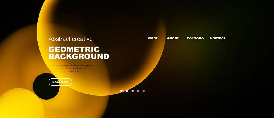 Abstract website header design. Yellow shapes over black background. Navigati Stock Illustration