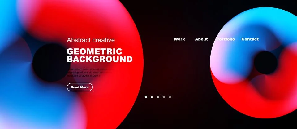 Abstract website header. Fluid shapes, vibrant colors, text elements, navig.. 스톡 일러스트