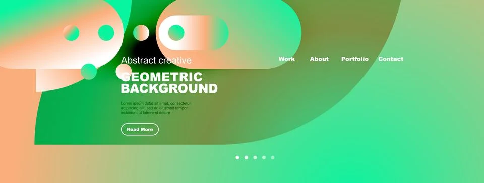 Abstract website header. Geometric shapes, vibrant colors, text elements pr.. Illustrazione stock