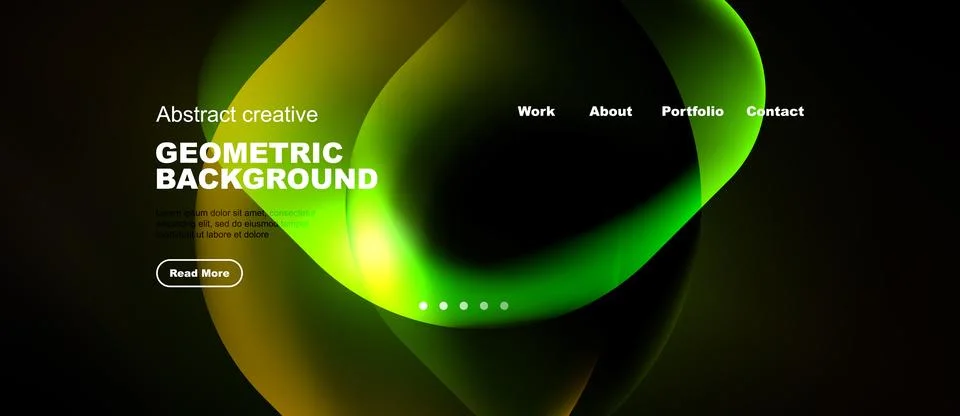 Abstract website template features vibrant green, yellow gradients. Minimalis Stock Illustration