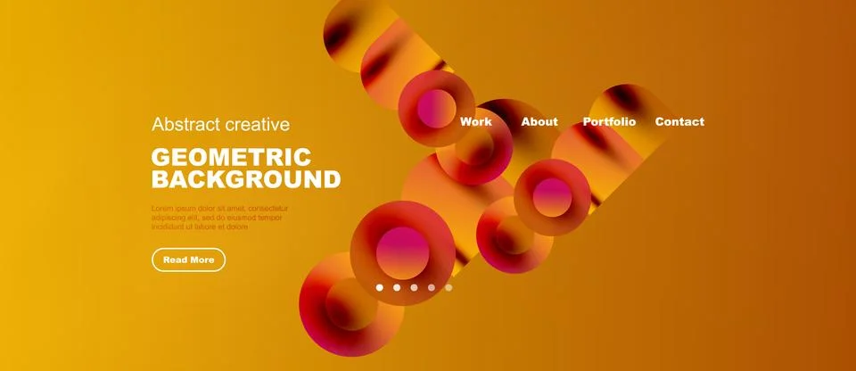 Abstract website template. Orange gradient background features geometric sh.. Stock Illustration