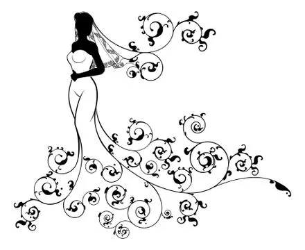 Abstract Wedding Bride Silhouette 스톡 일러스트