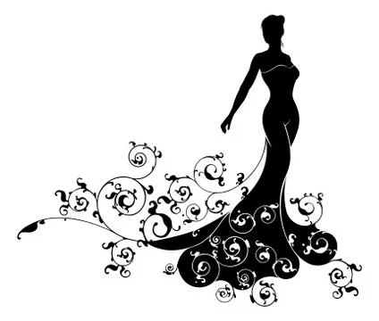 Abstract Wedding Bride Silhouette 스톡 일러스트