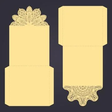 Abstract wedding cutout invitation template. Suitable for lasercutting. Lac.. Stock Illustration