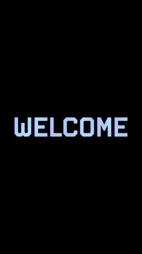 Abstract Welcome Typography with Digital Glitch Effect and Blue Stripes on Black Stock-Footage 331789911