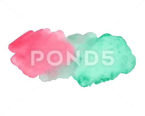 Abstract wet watercolor stain. Gradient of red and green. Christmas colors Stock Illustration
