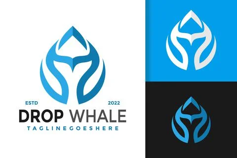Abstract Whale Drop Logo Design, brand identity logos vector, modern logo, Lo Stock Illustration