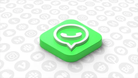 Abstract WhatsApp logo on a white background with symbols of popular web sites Stock Footage 170845098