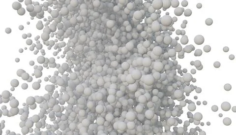 Abstract white 3d background with scattered small balls particles in white Stock-Illustration