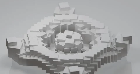 Abstract white 3d cubes forming circular layered structure looping animation Stock Footage 335253781