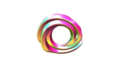 Abstract White 3D Gold Mobius Trio With Twisted Swirl In Smooth Lissajous M.. Stock Footage 344801097