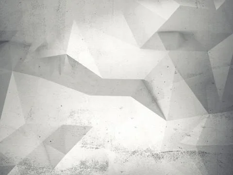 Abstract white 3d interior with polygonal pattern on wall Stock Illustration