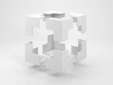 Abstract white 3d object, an empty bounding box 스톡 일러스트