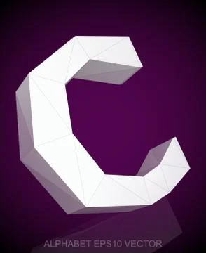 Abstract White 3D polygonal C with reflection. EPS 10 vector Illustrazione stock