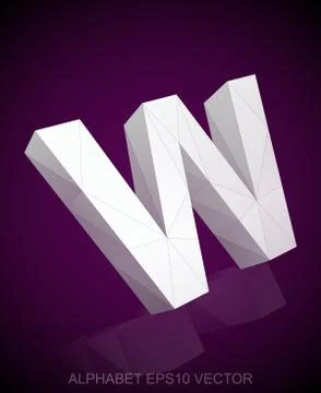Abstract White 3D polygonal W with reflection. EPS 10 vector Stock Illustration