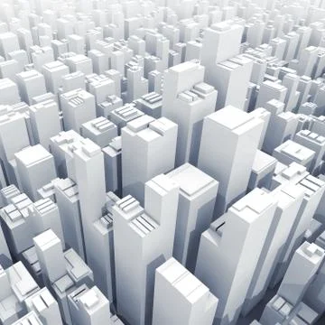 Abstract white 3d schematic cityscape illustration Stock Illustration