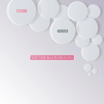 Abstract white 3d shapes with shadows and text. Vector illustration. Stock Illustration