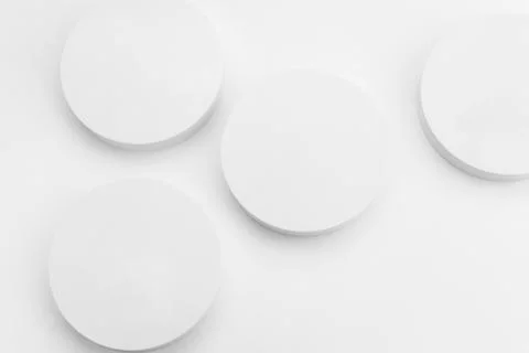 Abstract white 3d studio with geometric  circle background  Stock Photos