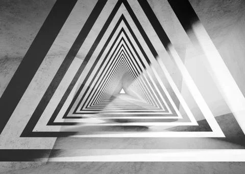 Abstract white 3d triangular tunnel Stock Illustration